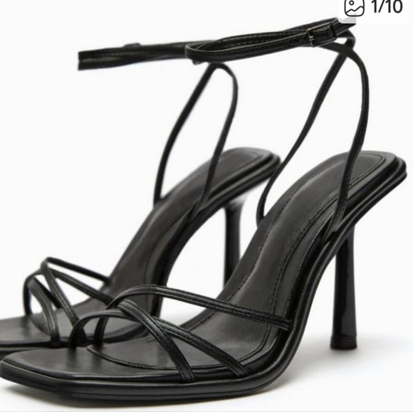 ZARA HIGH-HEEL STRAPPY SANDALS BLACK SIZE 10 3342/110 - Picture 3 of 7